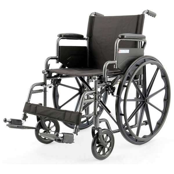 Global Industrial Wheelchair, 20inW Seat, Flip Back Arms, Swing-Away Footrests, Black 695985 - main
